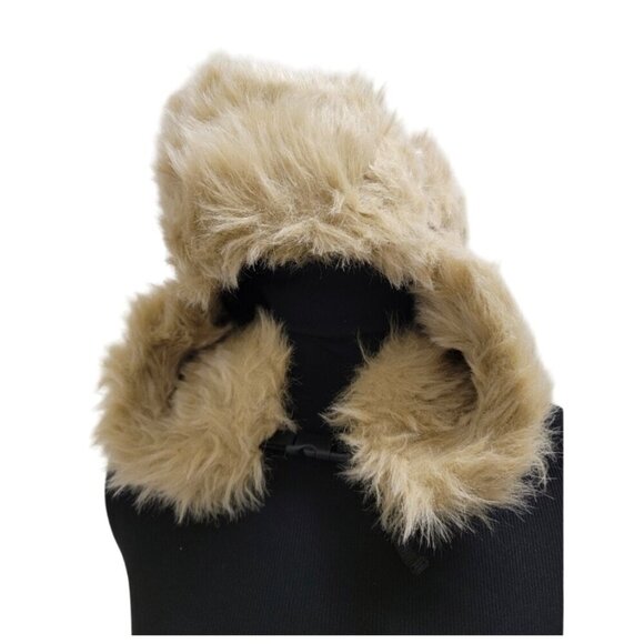 Faux Fur Aviator Trapper Hat With Ears Flaps For Women/Men Beige & Tan Warm Wint - Picture 9 of 14